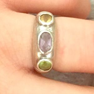Silver Ring with Semi Precious Stones